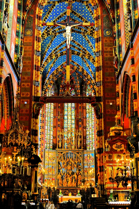 Inside St. Mary's Basilica, Krakow