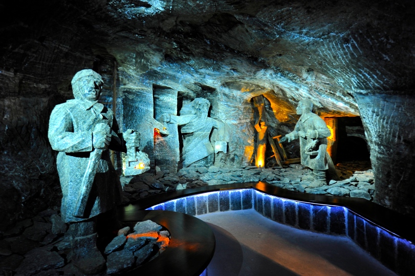 Sculptures inside Wieliczka Salt Mine